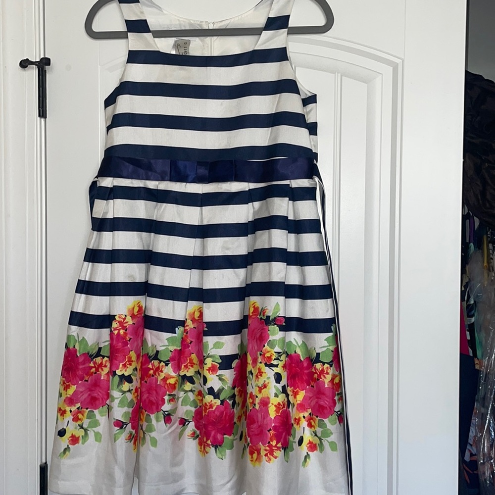 White stripe multi color dress